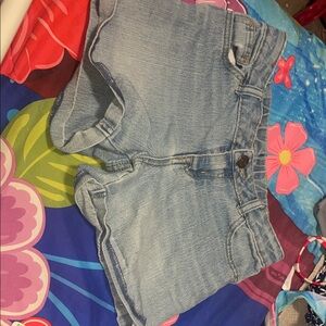 BUNDLE! Light Blue Denim girls short and Red girls tulle skirt bundle